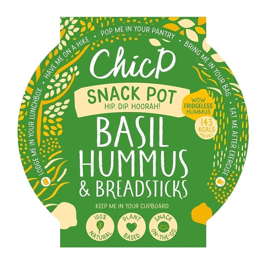 ChicP BASIL Hummus & Breadstick Snack Pot 12x50g
