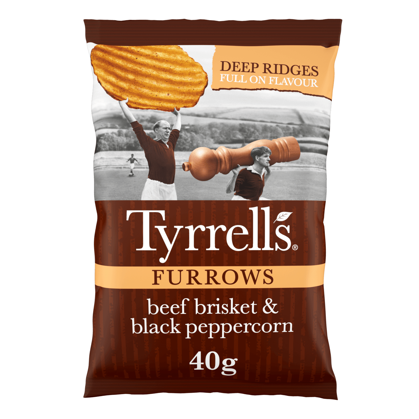 Tyrrells Furrows Beef Brisket & Black Peppercorn 24x40g