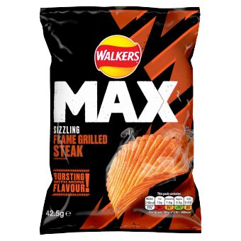 Walkers Max Sizzling Flame Grilled Steak 24x42.5g
