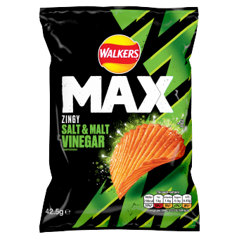 Walkers Max Zingy Salt & Malt Vinegar 24x42.5g