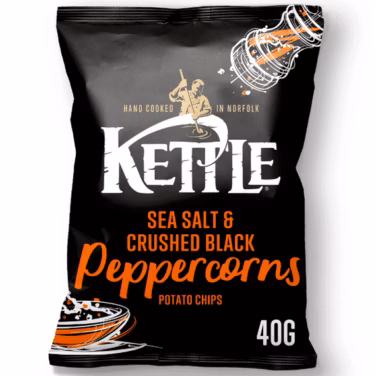 Kettle Crisps Sea Salt with Crushed Black Peppercorns 18x40g
