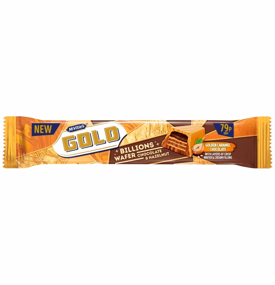 ***** McVities Gold Billions CHOCOLATE & HAZELNUT Bar 24x39g *****