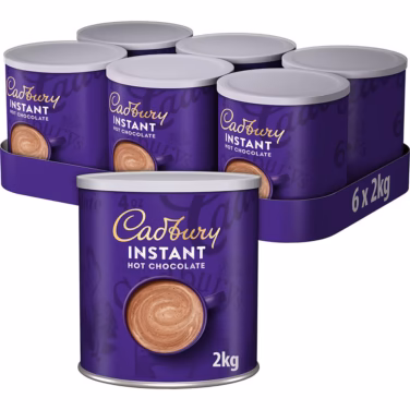 Cadburys Instant Hot Chocolate 6x2kg Tub (Add WATER)