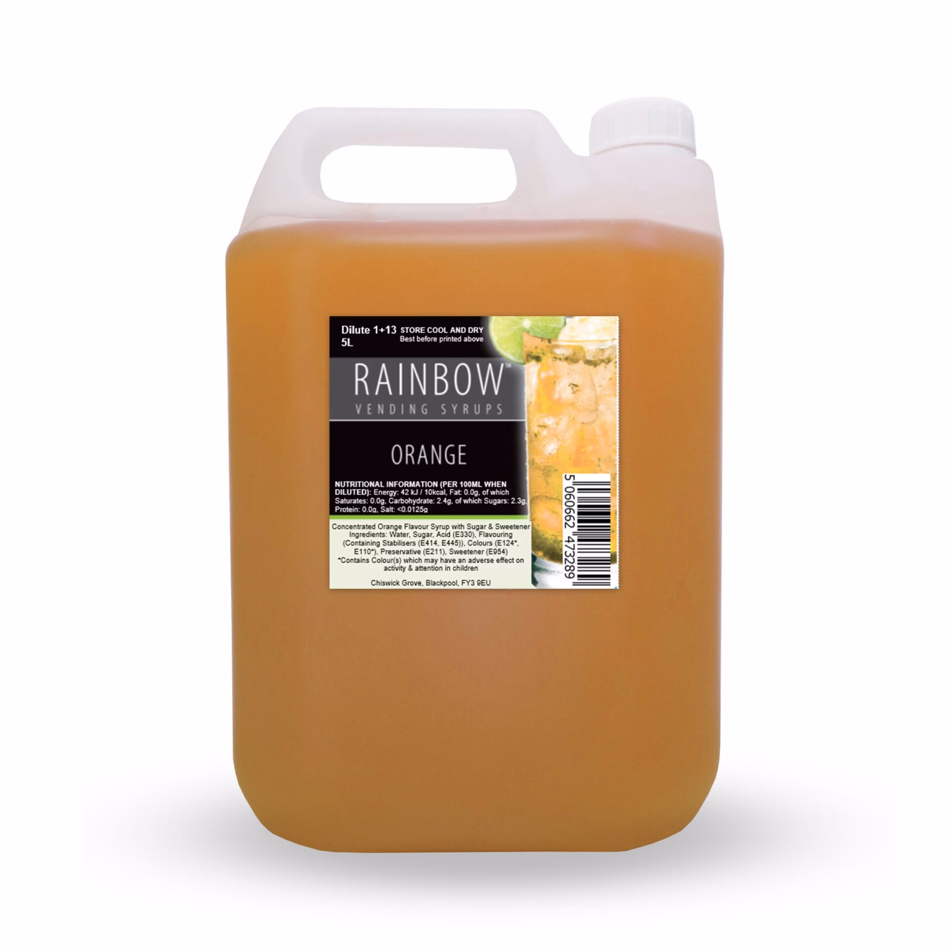 Simpsons Rainbow Orange Vending Syrup 2x5ltr
