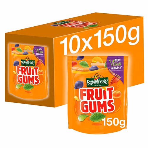 ***** Rowntrees Fruit Gums Pouches 10x150g *****