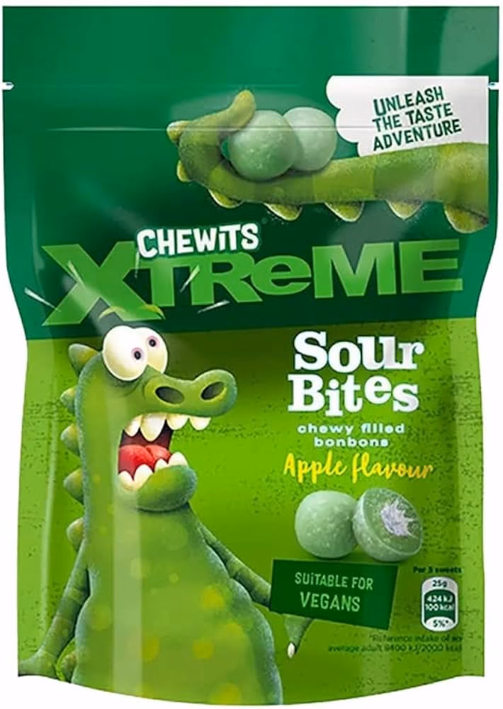 Chewits Xtreme Apple Sour Bites Pouches 10x115g