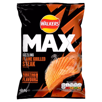 Walkers Max Sizzling Flame Grilled Steak 24x42.5g