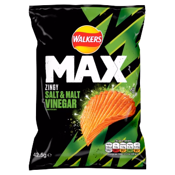 Walkers Max Zingy Salt & Malt Vinegar 24x42.5g