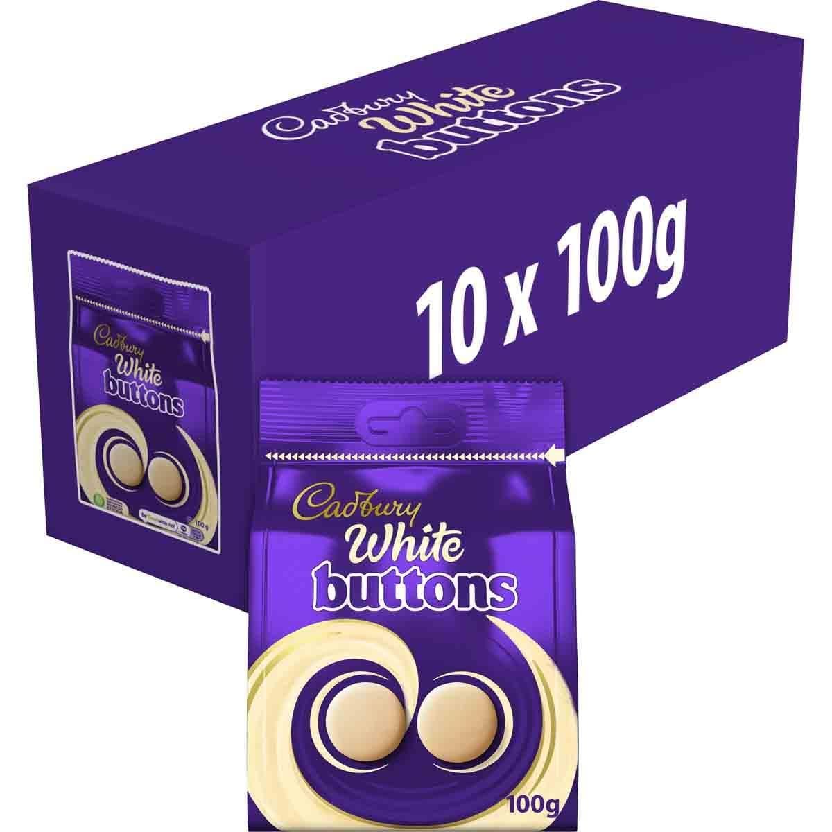 ***** Cadburys WHITE Giant Buttons 10x100g *****